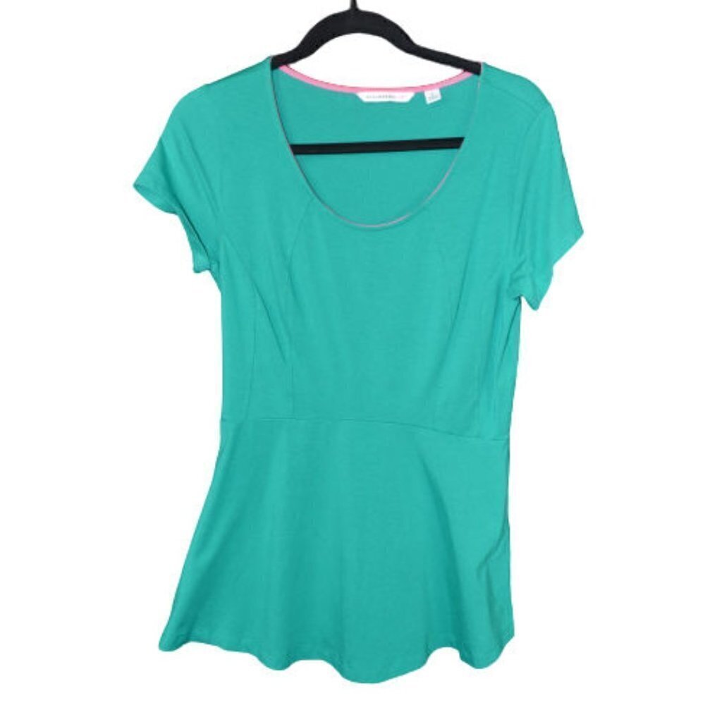 ISAAC MIZRAHI Green Short Sleeve Peplum Top S